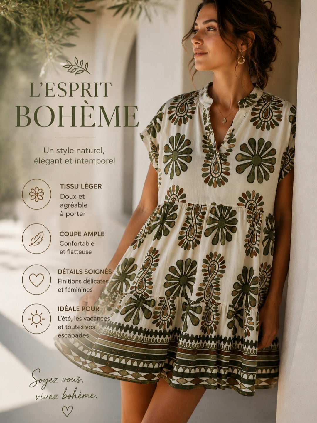 Robe Bohème Chic en Viscose Fluide - L'Échappée 1826