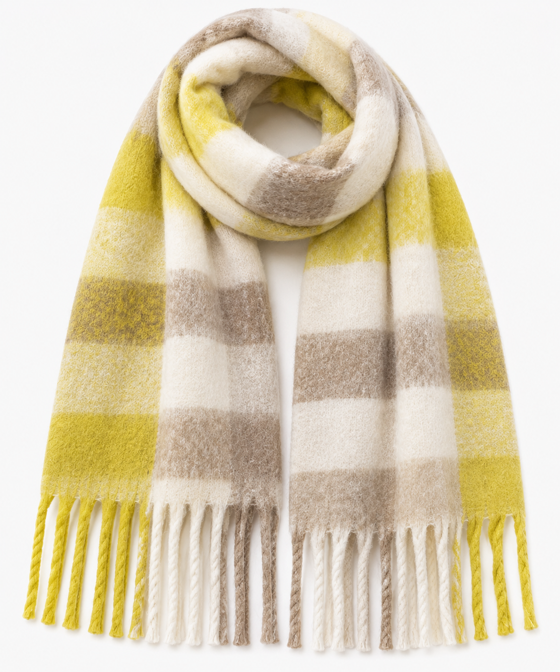 Écharpe à carreaux jaune– 100 % viscose