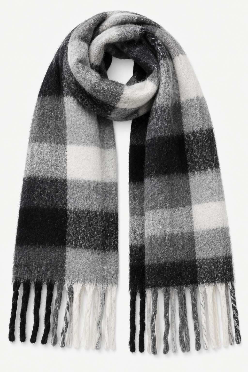 Écharpe à carreaux noir – 100 % viscose
