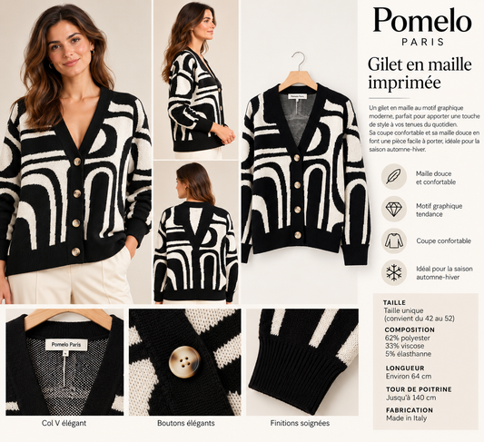 Gilet en maille jacquard graphique