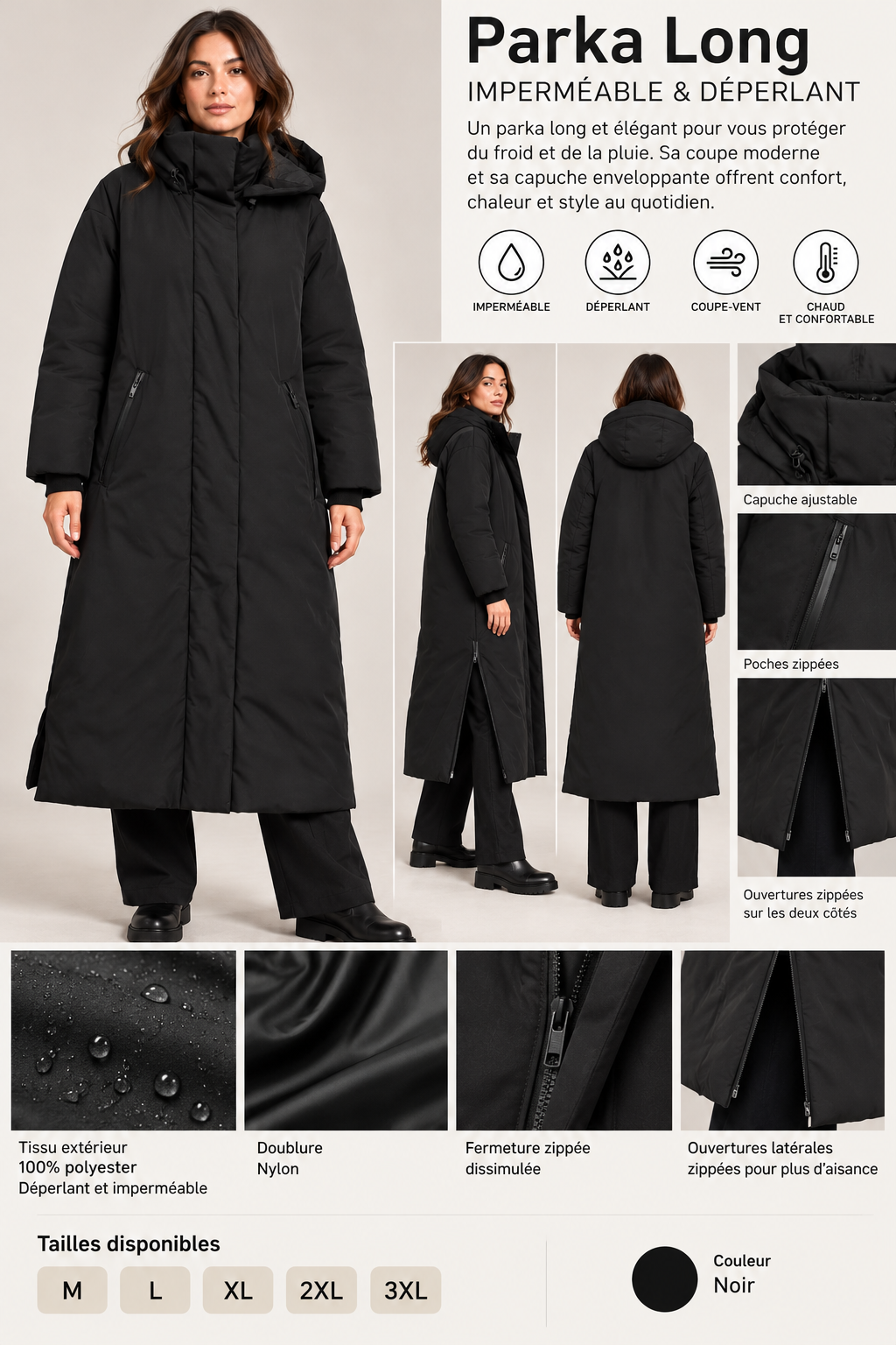 Parka 01 imperméable déperlante – Chaude et confortable