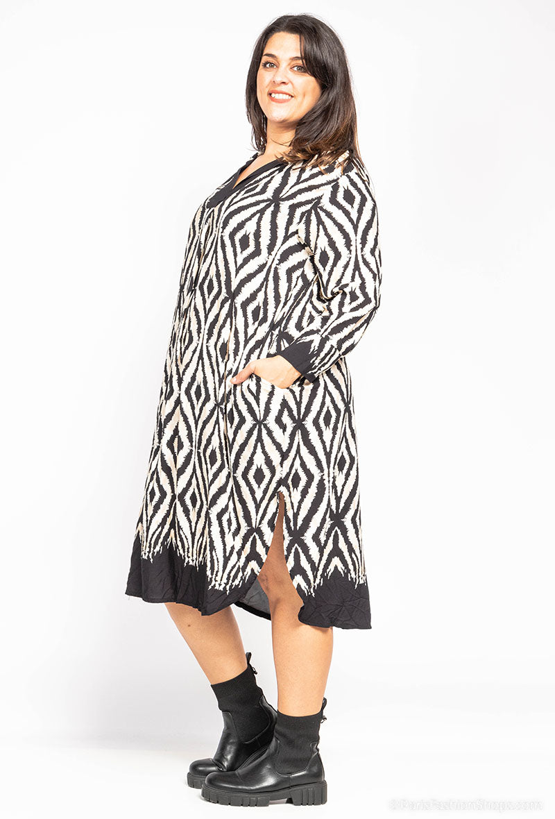 Robe chemise noir blanc losan