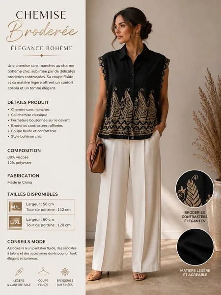 Chemise Brodée Élégance Bohème FL010