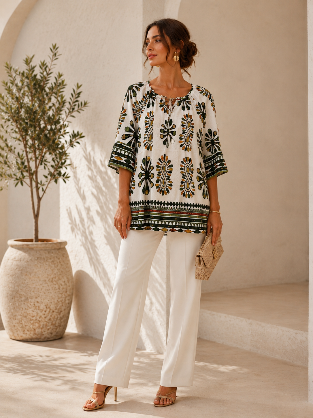 Blouse Bohème Élégance Méditerranéenne