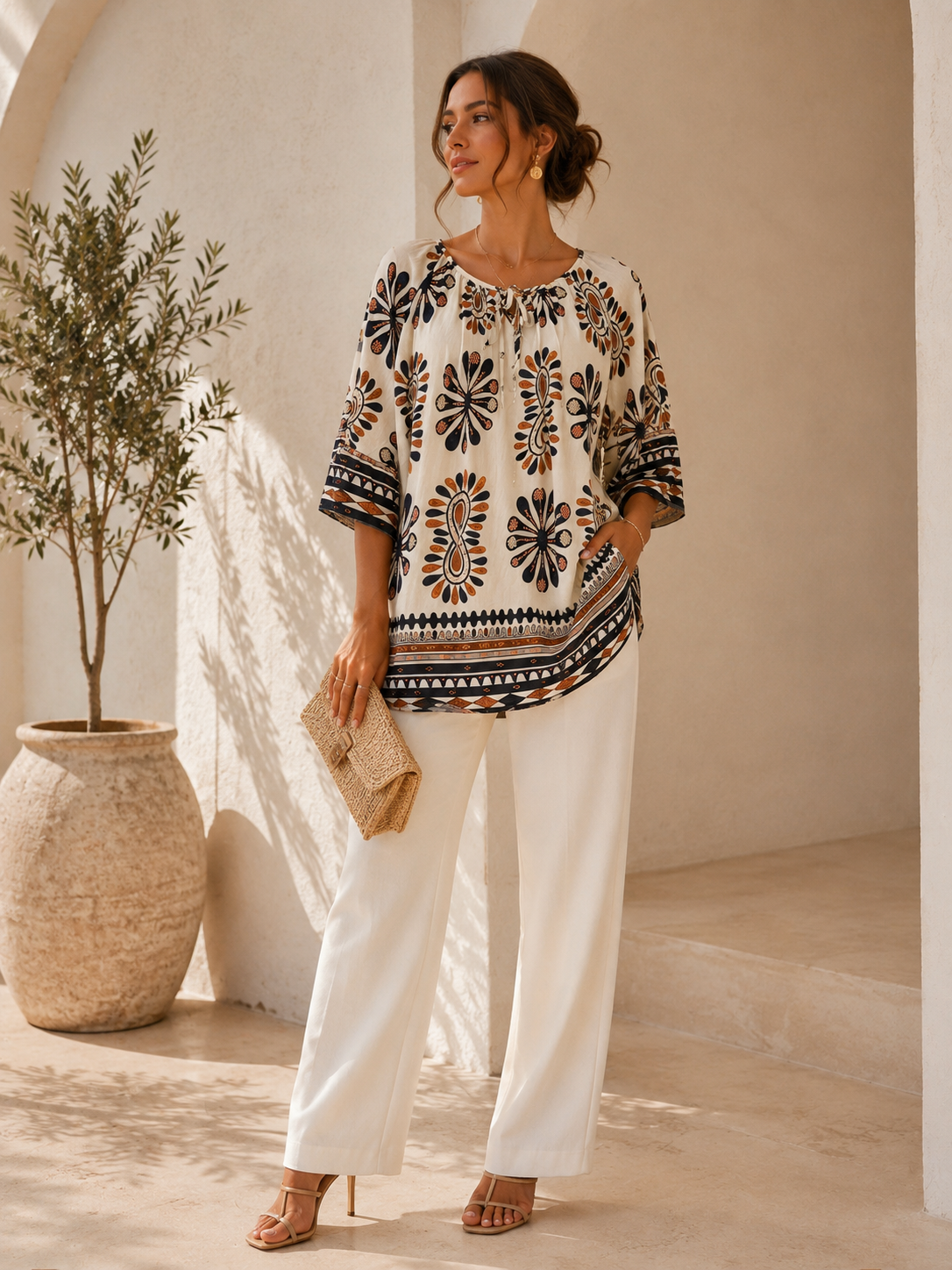 Blouse Bohème Élégance Méditerranéenne