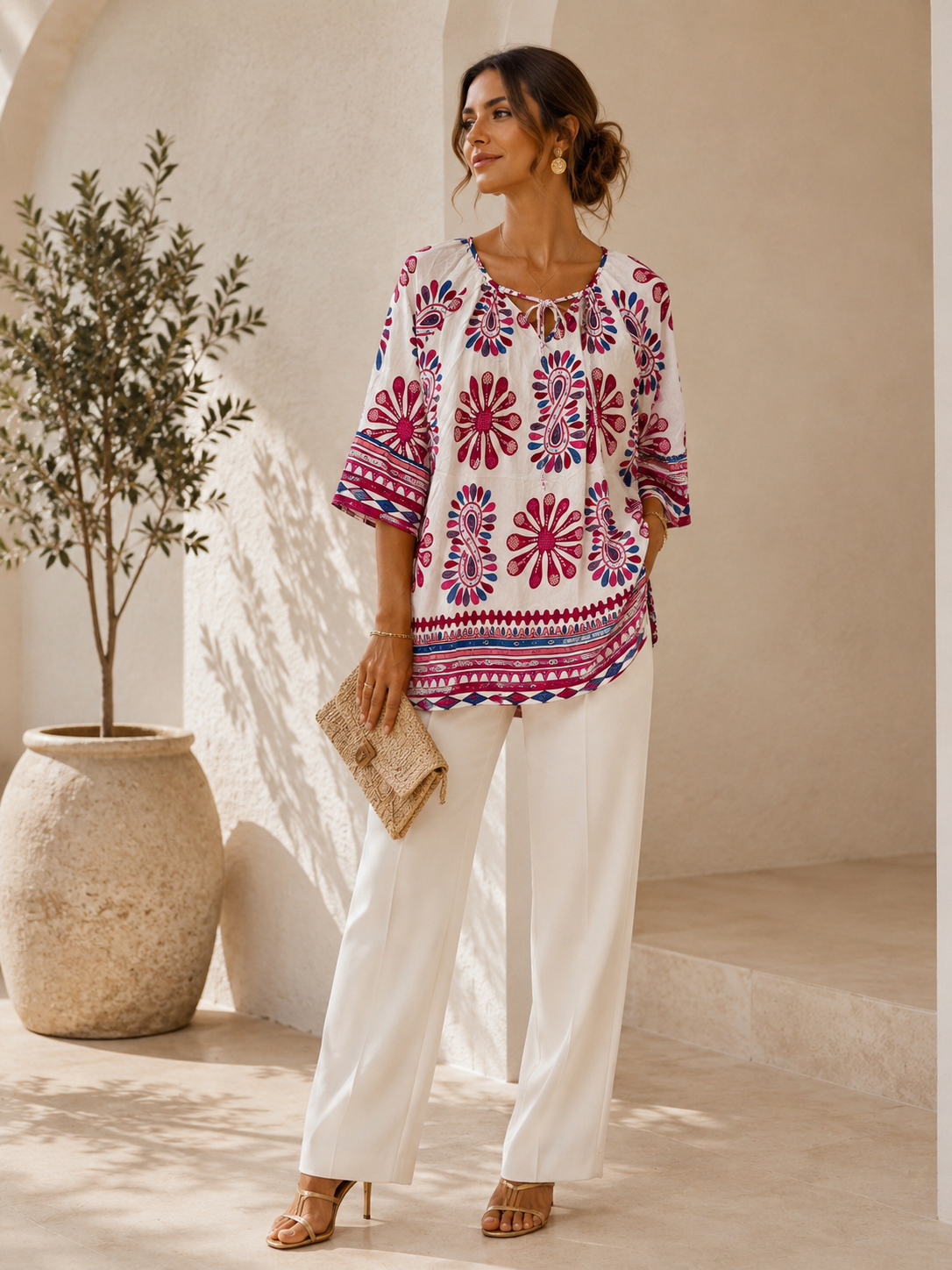 Blouse Bohème Élégance Méditerranéenne