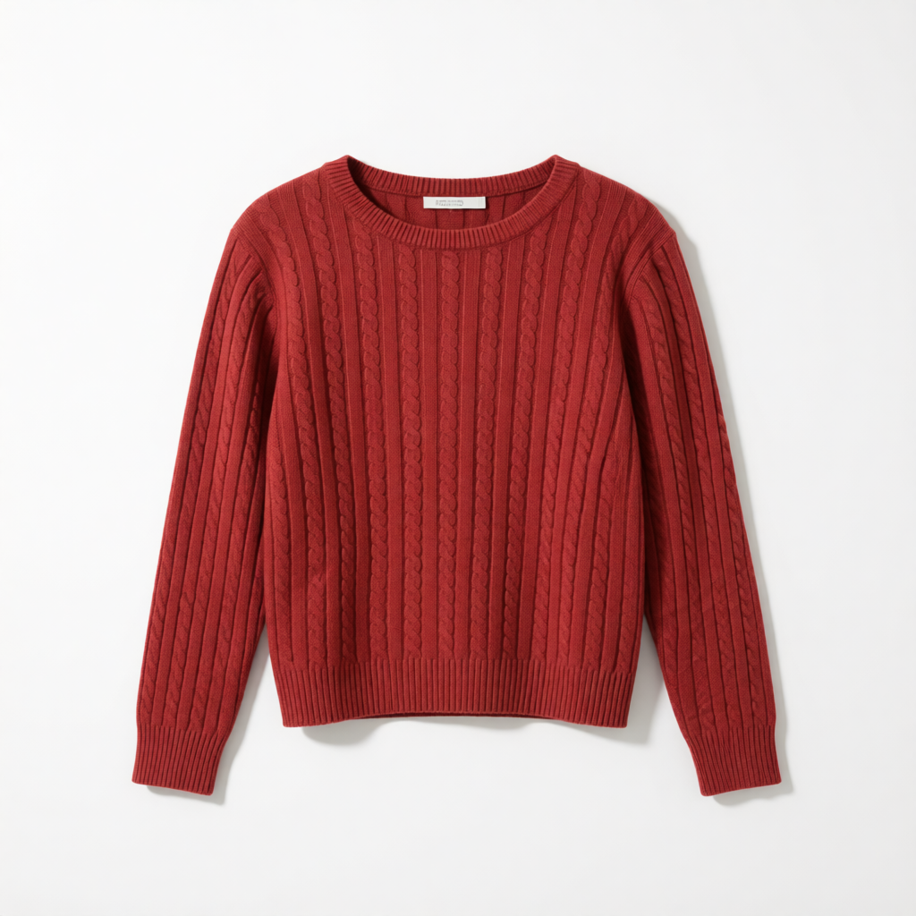 Pull Col Rond en Maille Torsadée Élégante - GO2668811 — visuel 8 — Pomelo