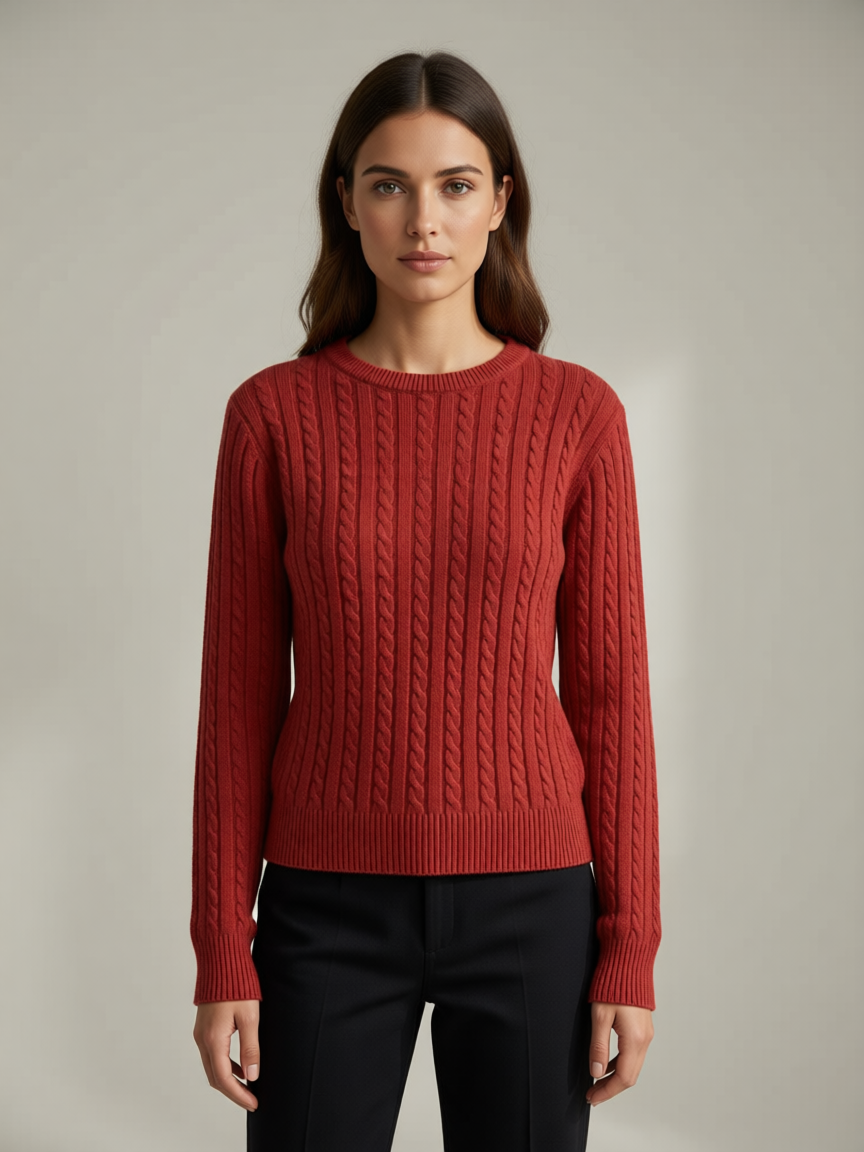 Pull Col Rond en Maille Torsadée Élégante - GO2668811 — visuel 4 — Pomelo
