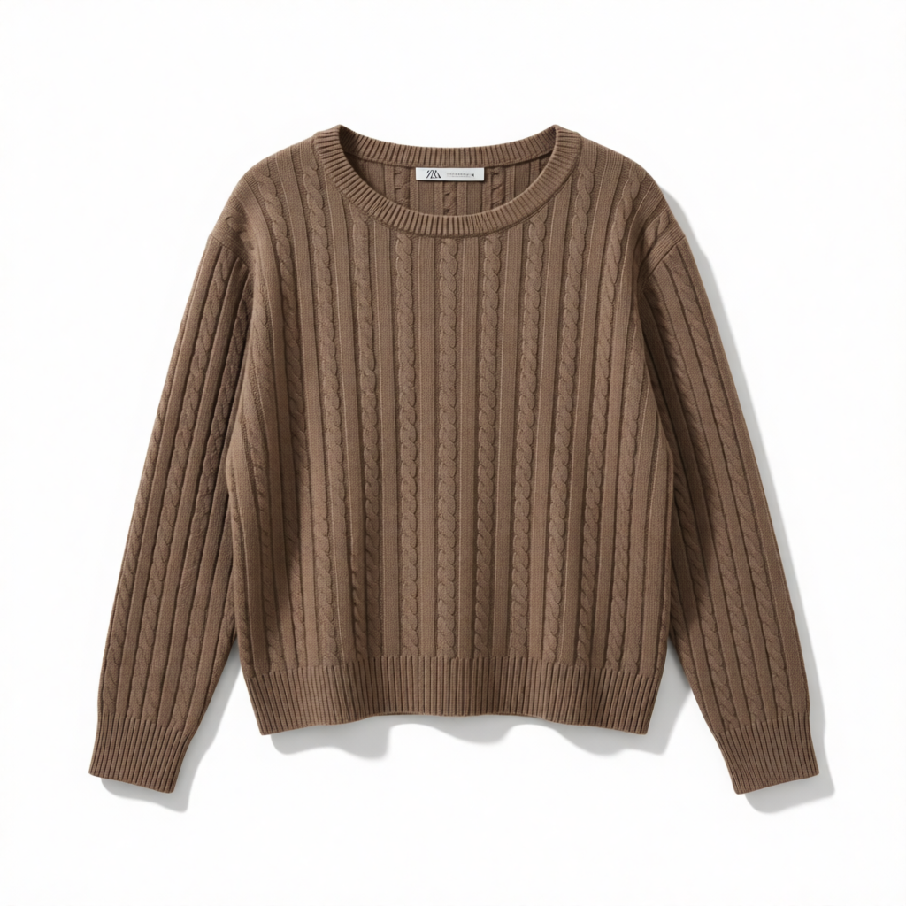 Pull Col Rond en Maille Torsadée Élégante - GO2668811 — visuel 11 — Pomelo