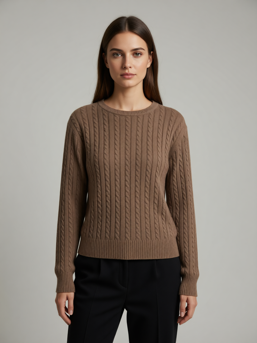 Pull Col Rond en Maille Torsadée Élégante - GO2668811 — visuel 6 — Pomelo