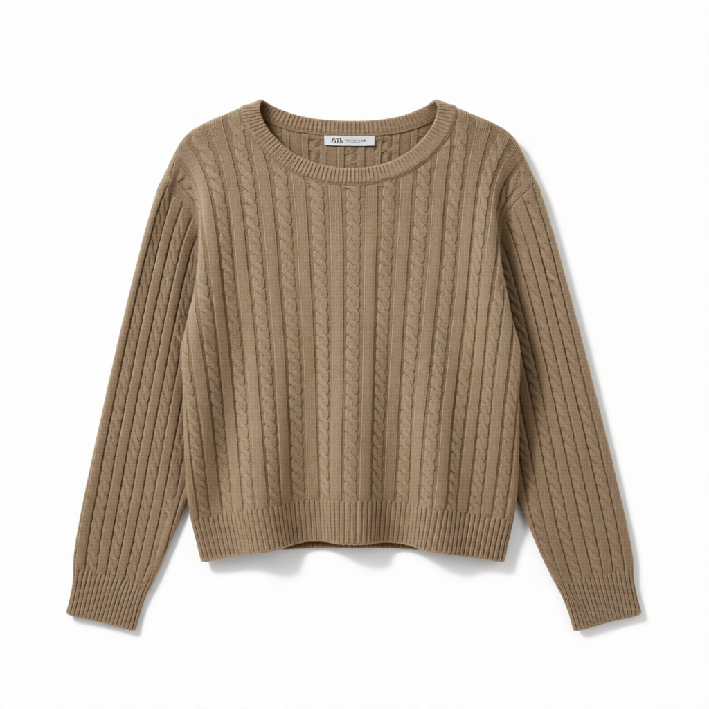 Pull Col Rond en Maille Torsadée Élégante - GO2668811 — visuel 12 — Pomelo