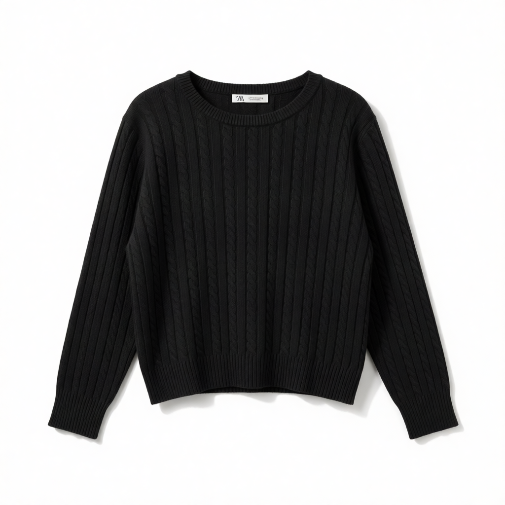 Pull Col Rond en Maille Torsadée Élégante - GO2668811 — visuel 9 — Pomelo
