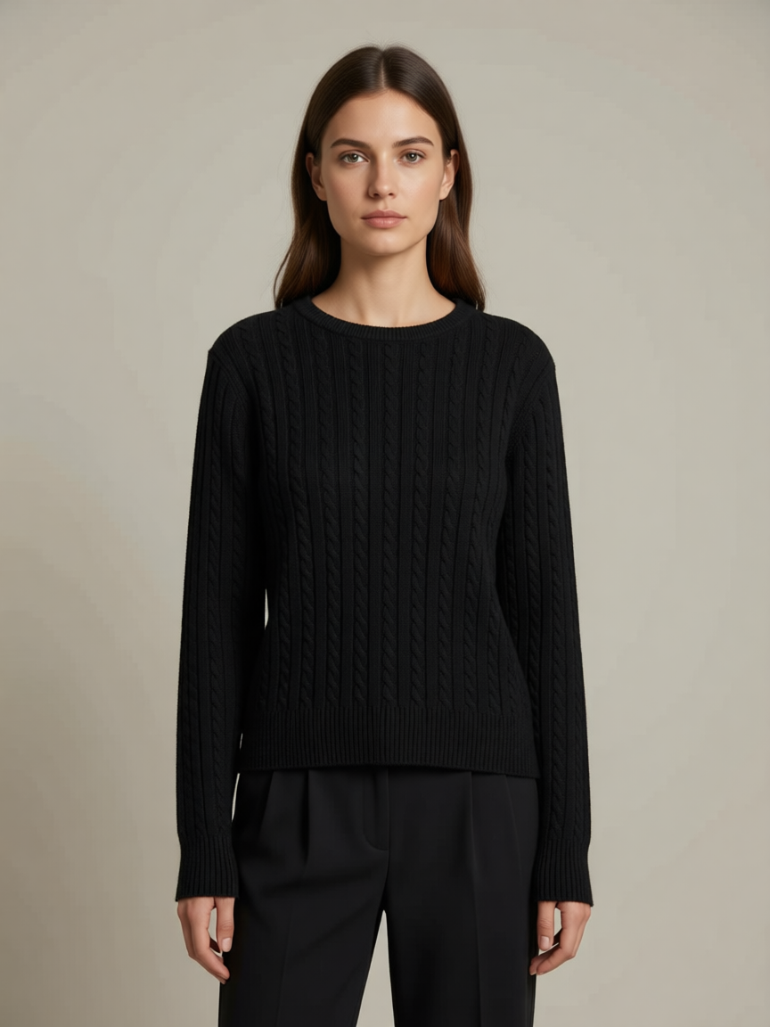 Pull Col Rond en Maille Torsadée Élégante - GO2668811 — visuel 7 — Pomelo
