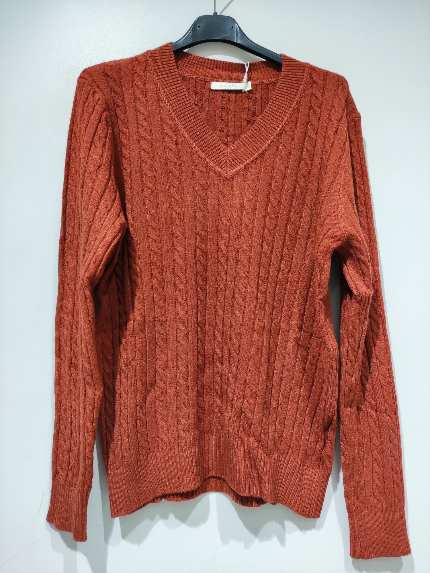 Pull Col V en Maille Torsadée Premium - GO2668810 — visuel 15 — Pomelo