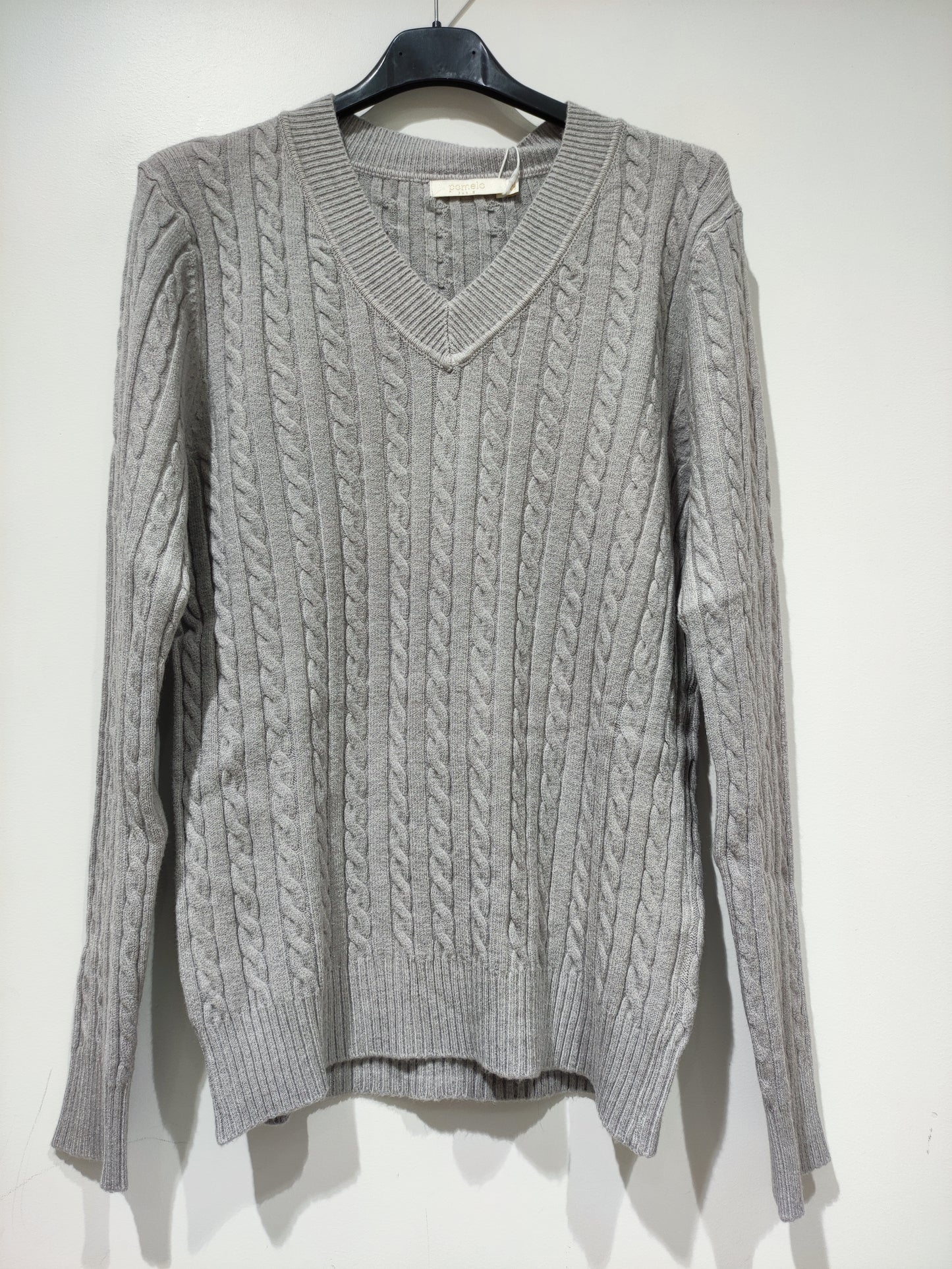 Pull Col V en Maille Torsadée Premium - GO2668810 — visuel 16 — Pomelo