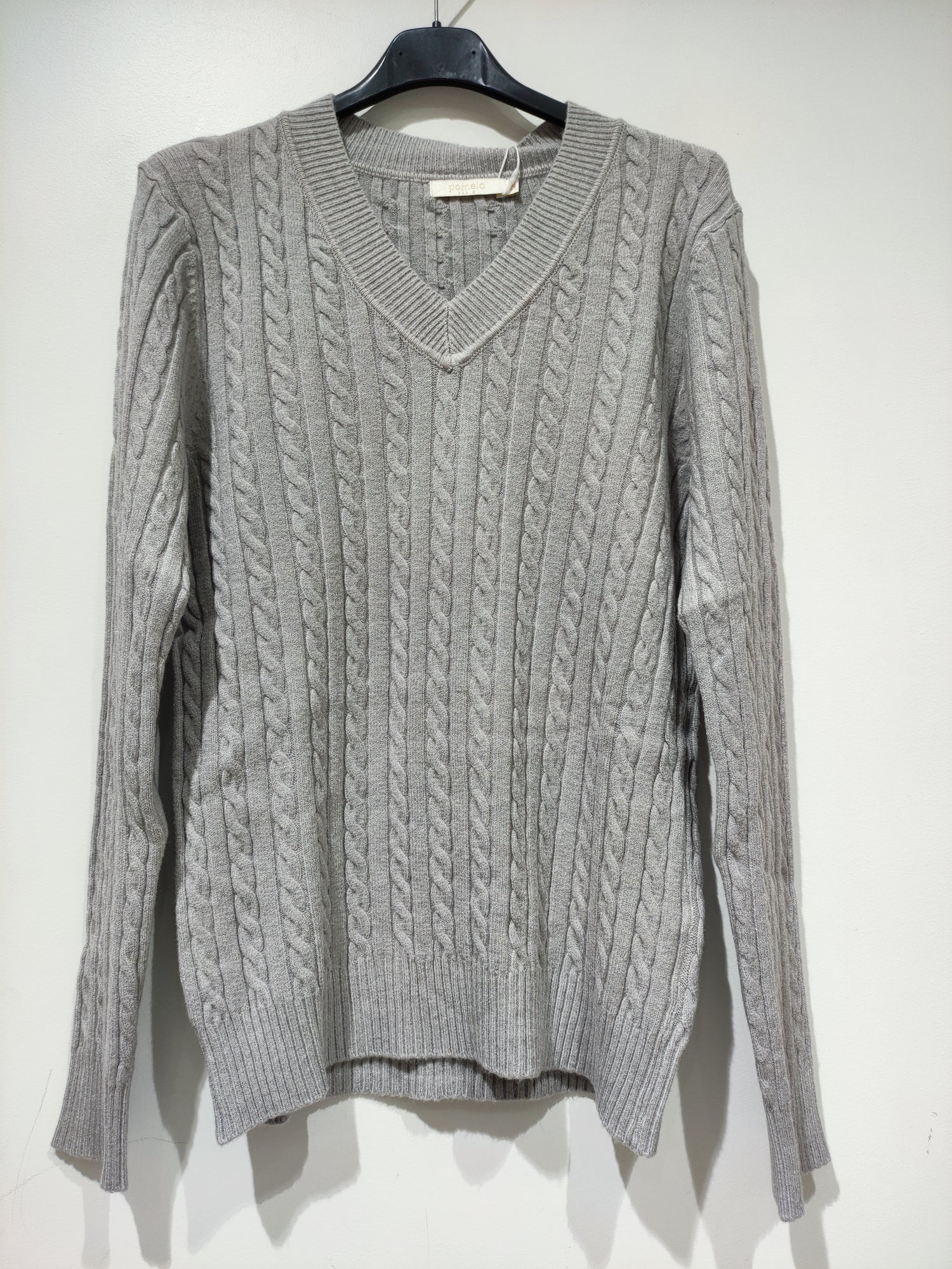 Pull Col V en Maille Torsadée Premium - GO2668810 — visuel 16 — Pomelo