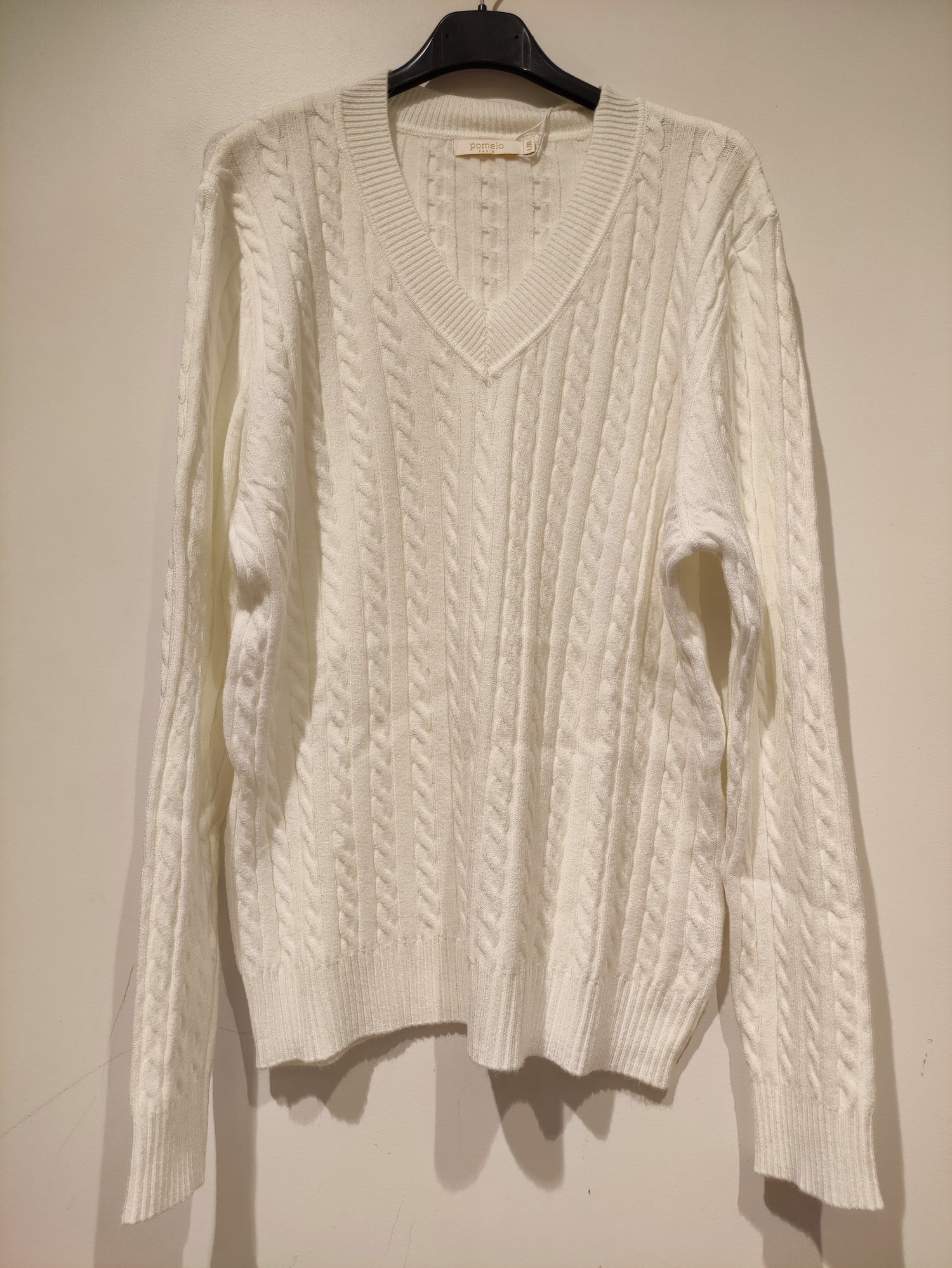 Pull Col V en Maille Torsadée Premium - GO2668810 — visuel 17 — Pomelo