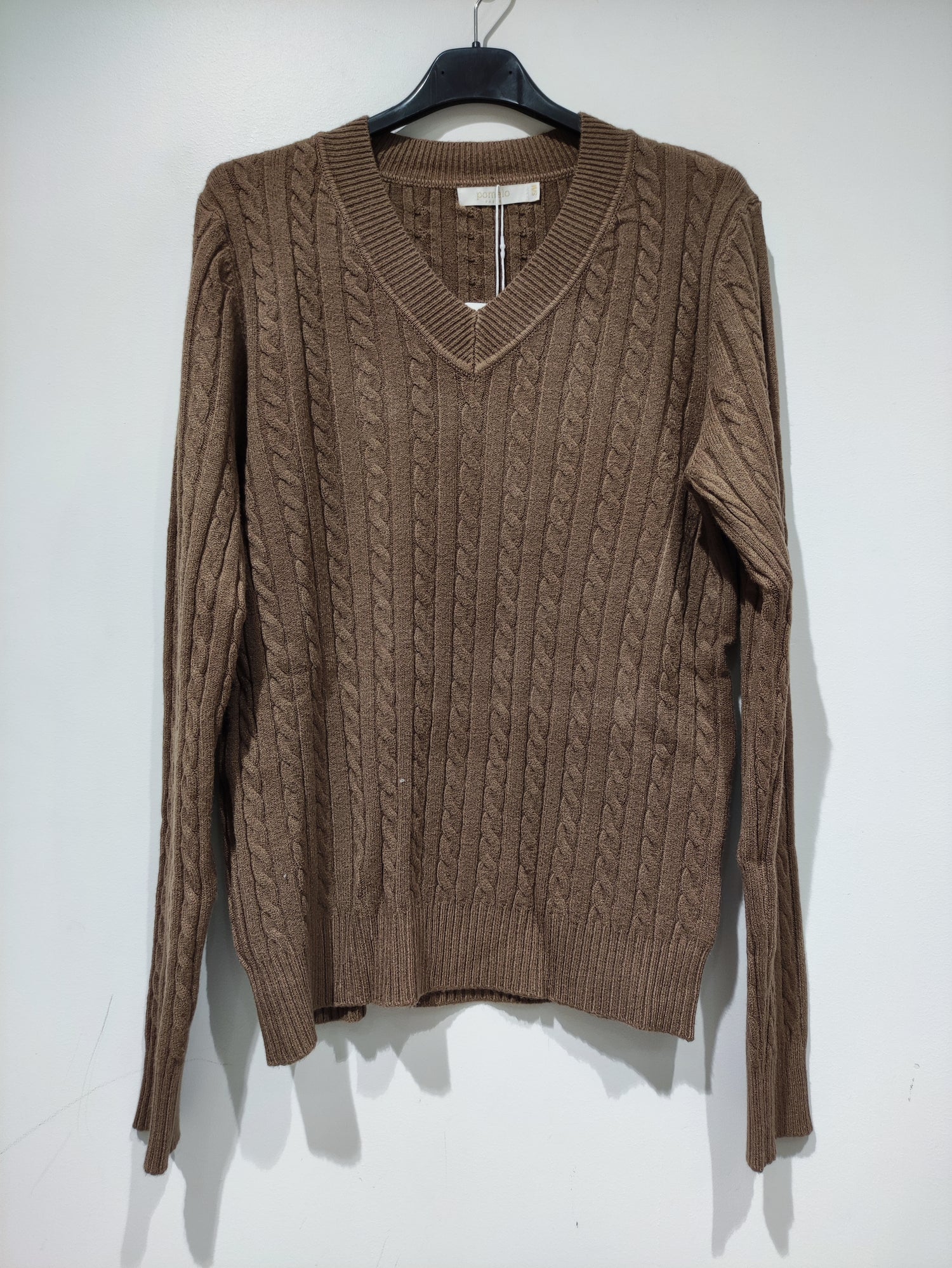 Pull Col V en Maille Torsadée Premium - GO2668810 — visuel 18 — Pomelo