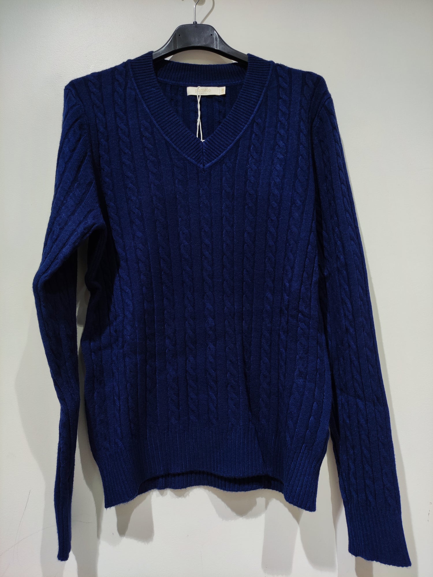 Pull Col V en Maille Torsadée Premium - GO2668810 — visuel 19 — Pomelo
