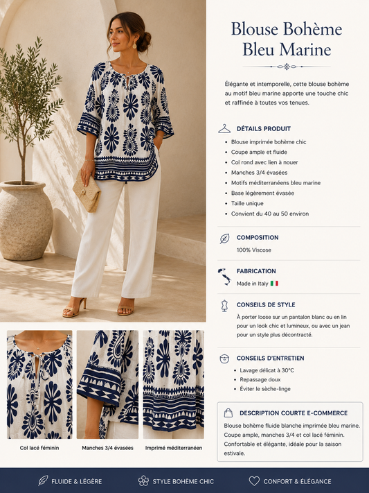 Blouse Bohème Élégance Méditerranéenne