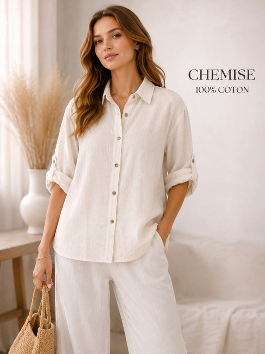 Chemise en coton Capri - Écru