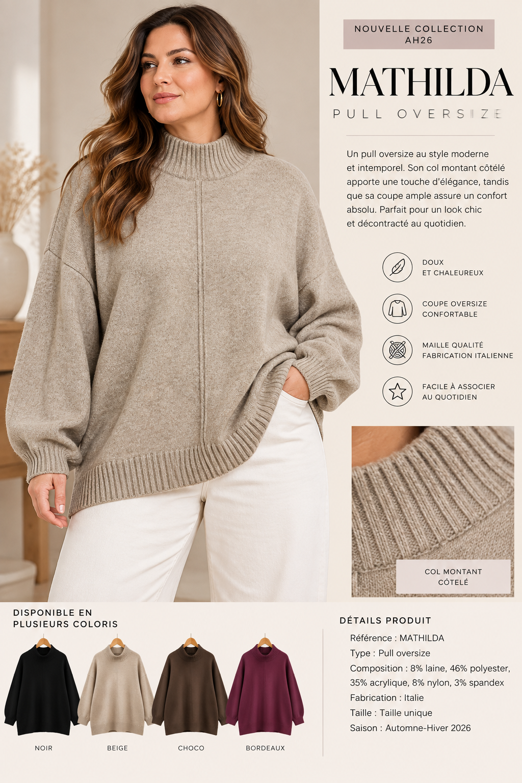Pull oversize MATHILDA — visuel 3 — POMELO PARIS