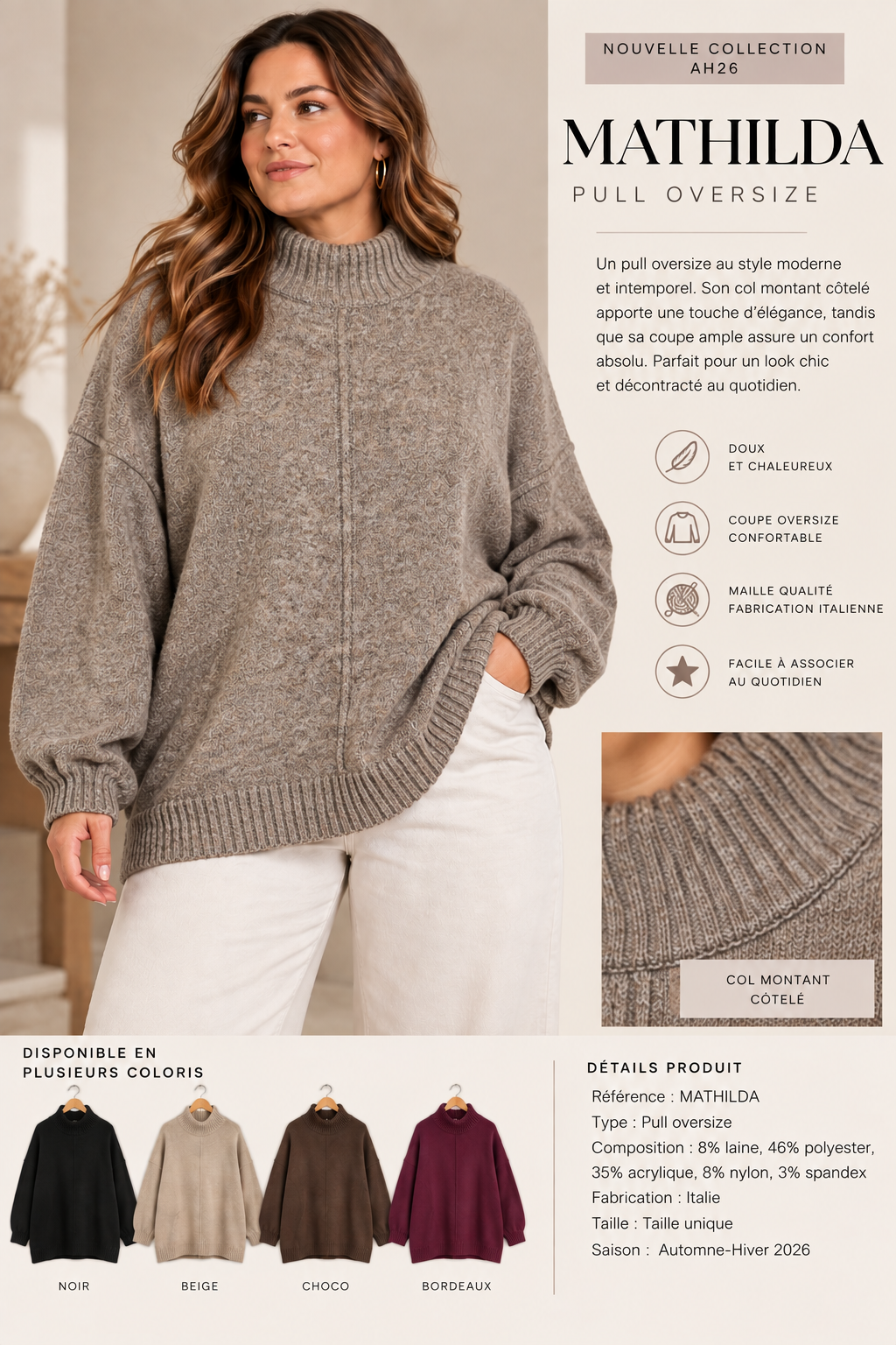Pull oversize MATHILDA — visuel 2 — POMELO PARIS