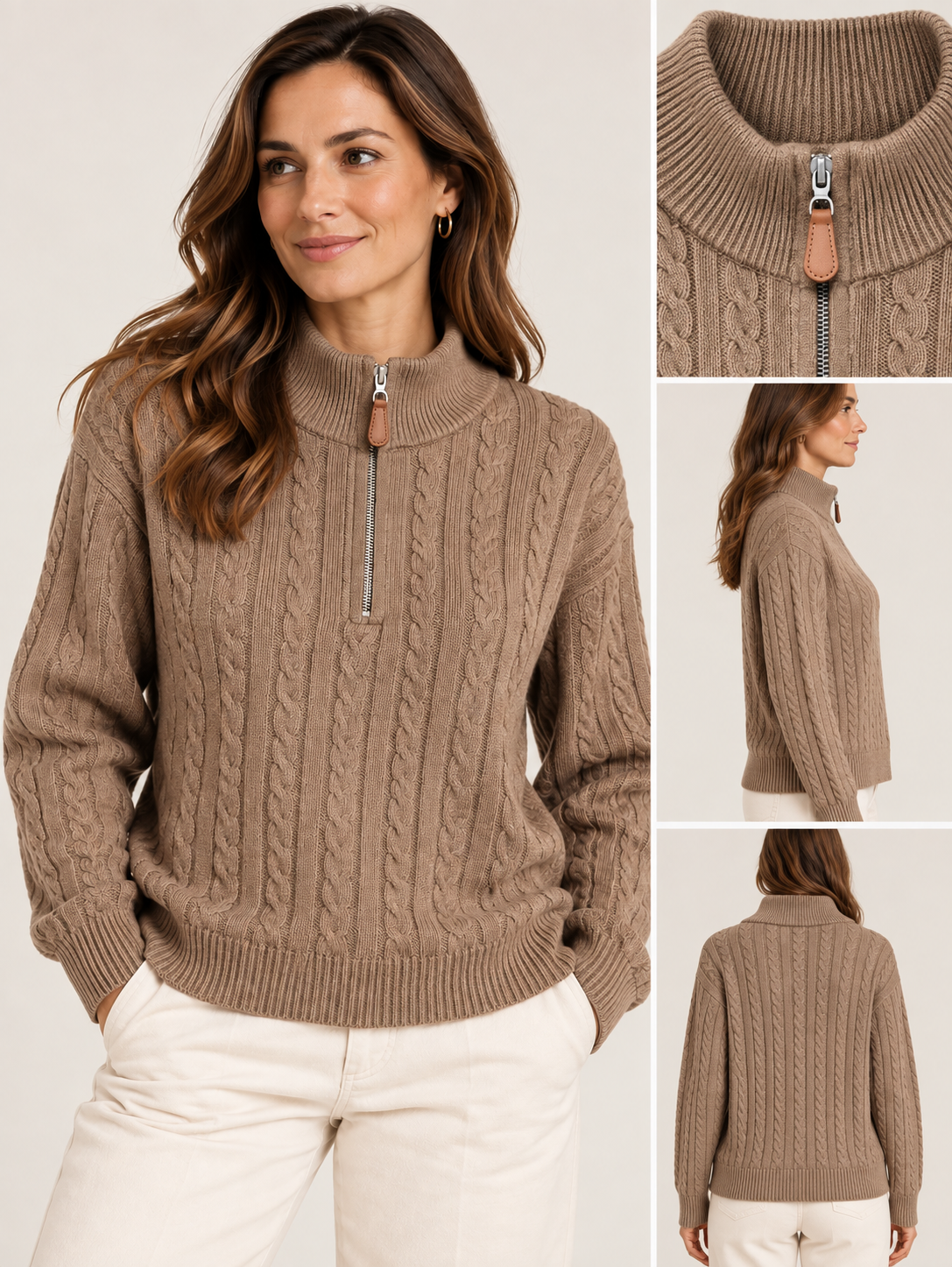 Pull Col Camionneur en Maille Torsadée Premium - GO2668812 — visuel 12 — Pomelo