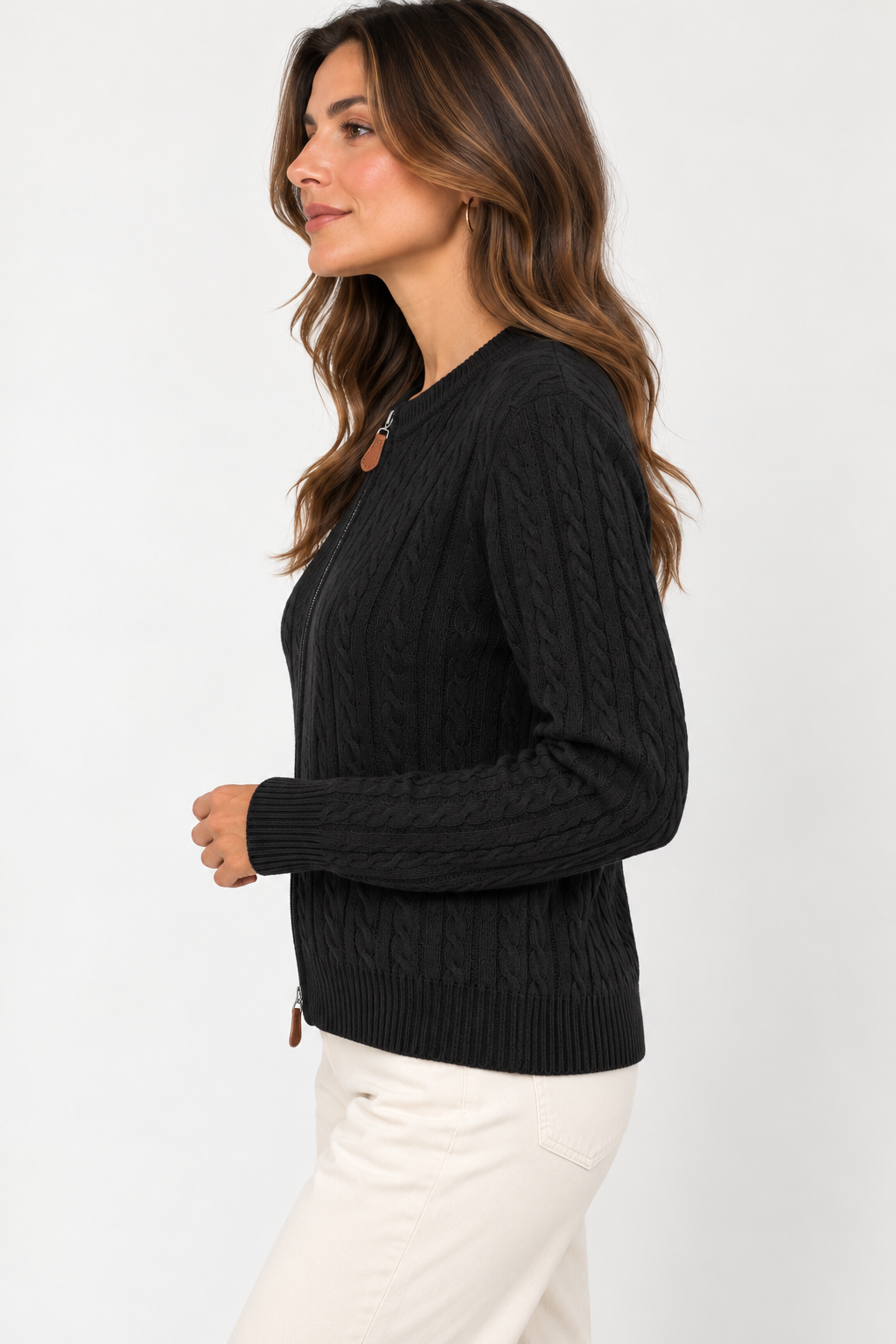 Gilet en maille torsadée zippé - GO2668813