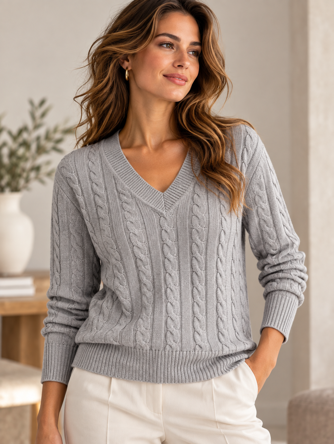 Pull col V torsadé – 68810