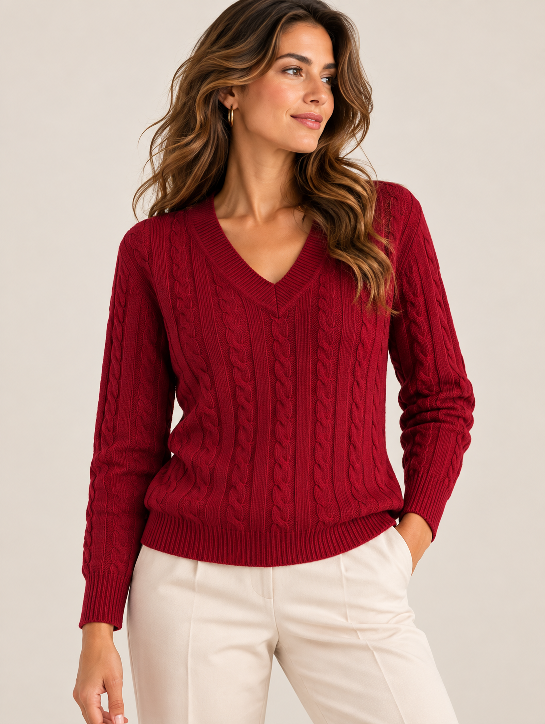 Pull col V torsadé – 68810