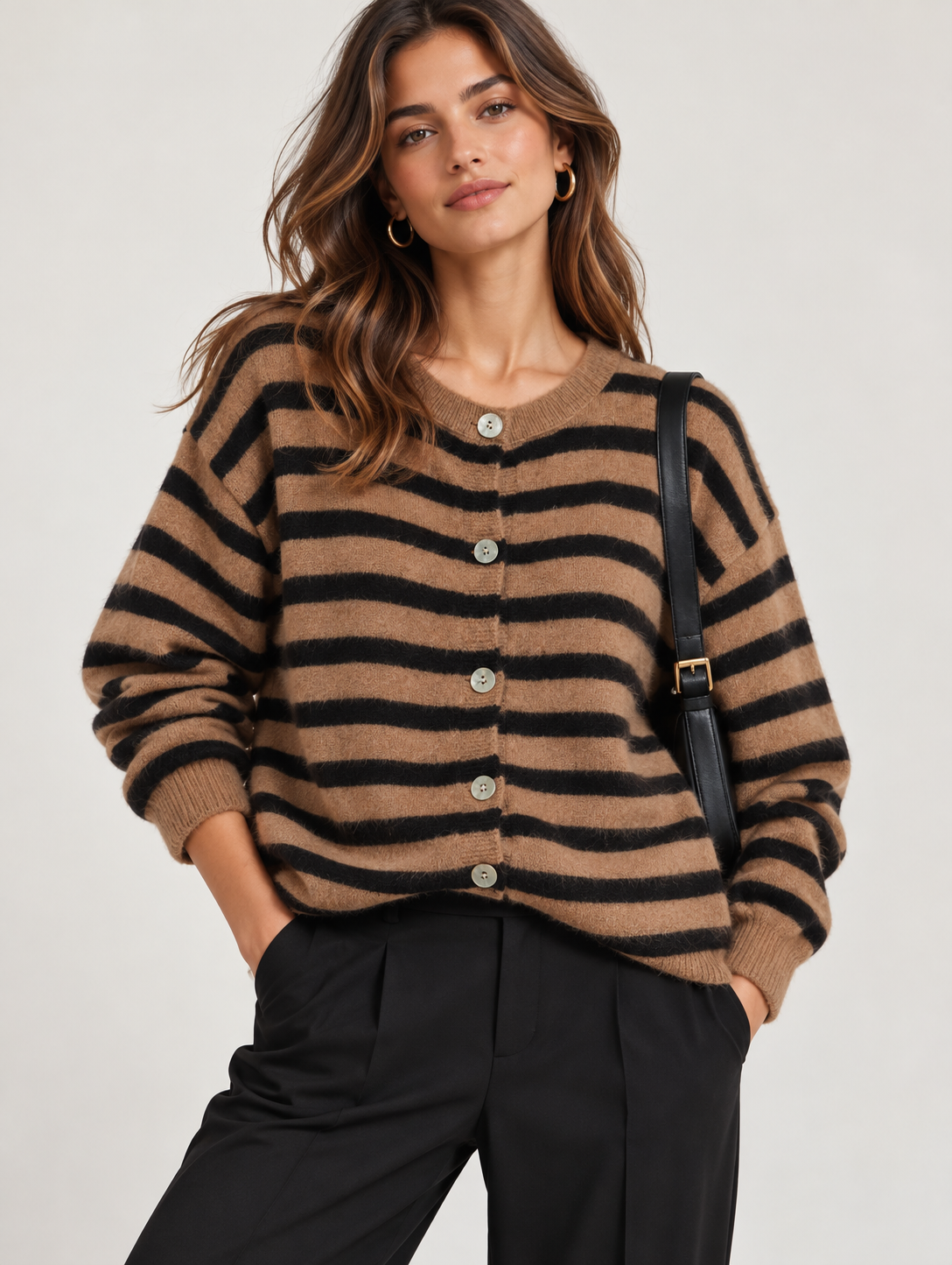 Cardigan rayé en maille douce Rom86350