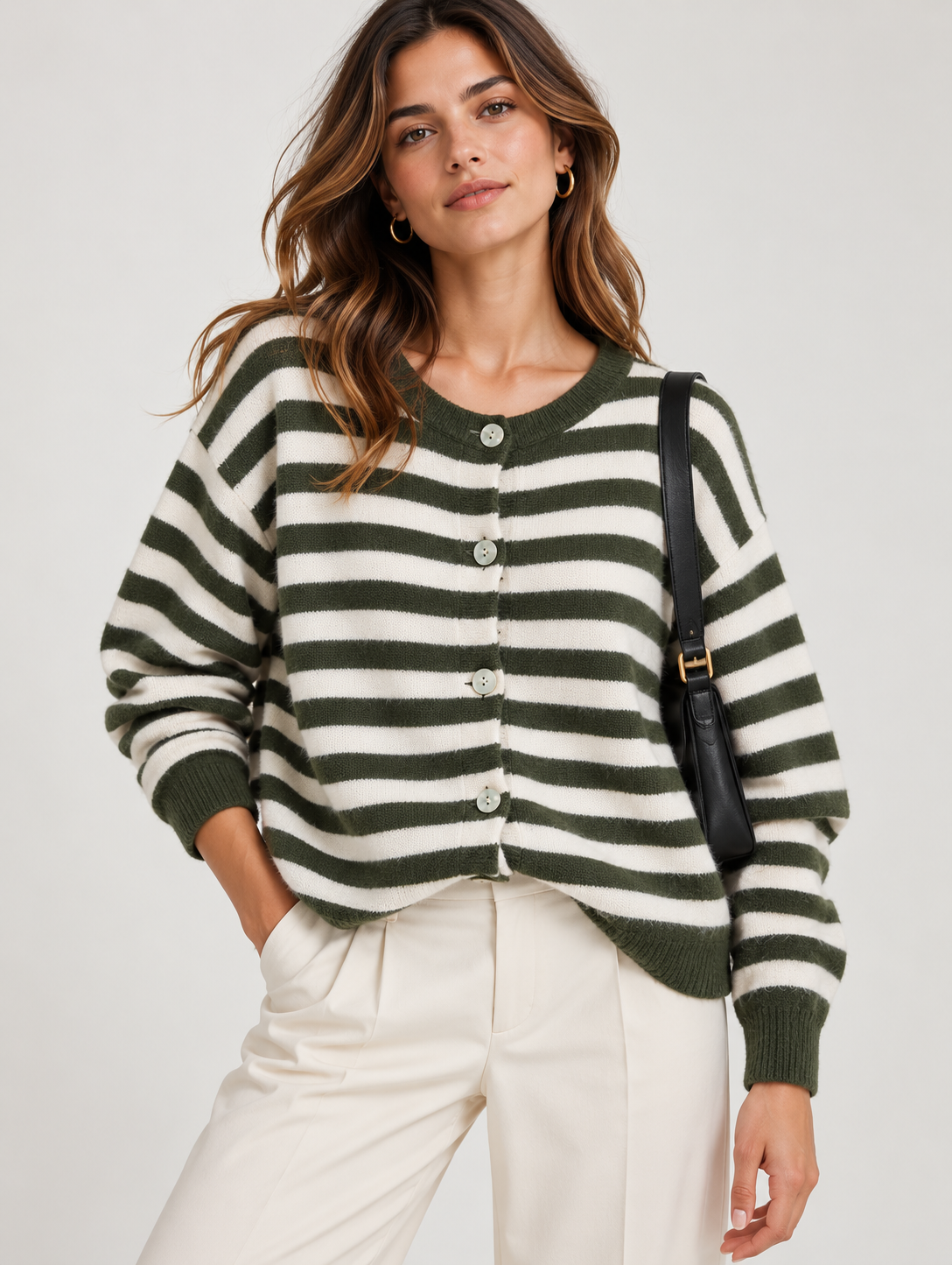 Cardigan rayé en maille douce Rom86350