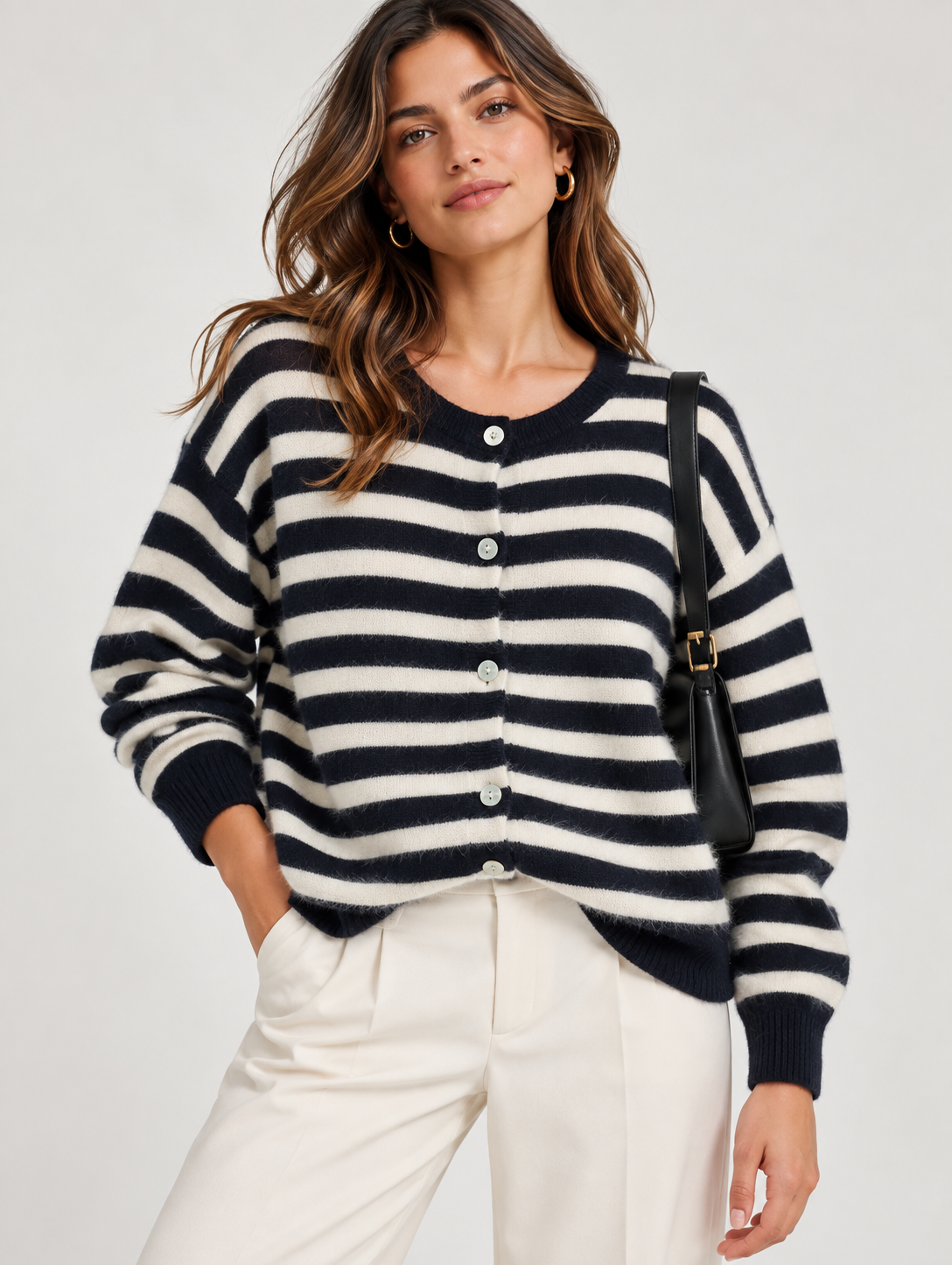 Cardigan rayé en maille douce Rom86350