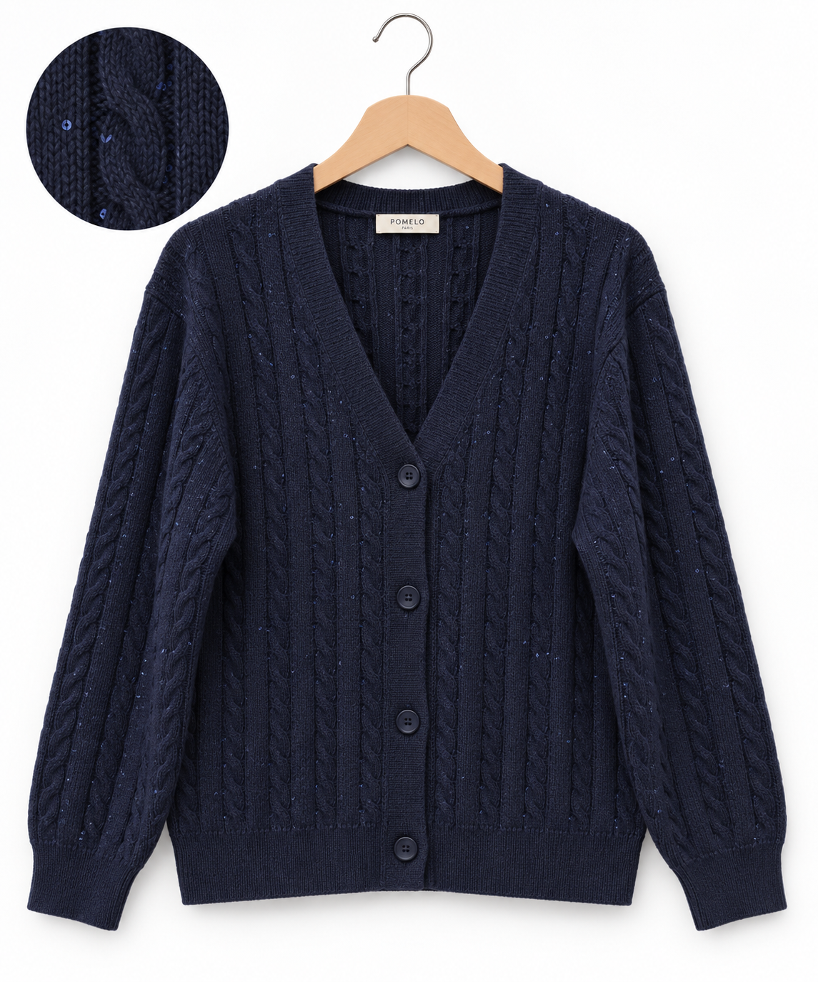 Cardigan en Maille Tressée Élégant - VB8002 — visuel 7 — Pomelo