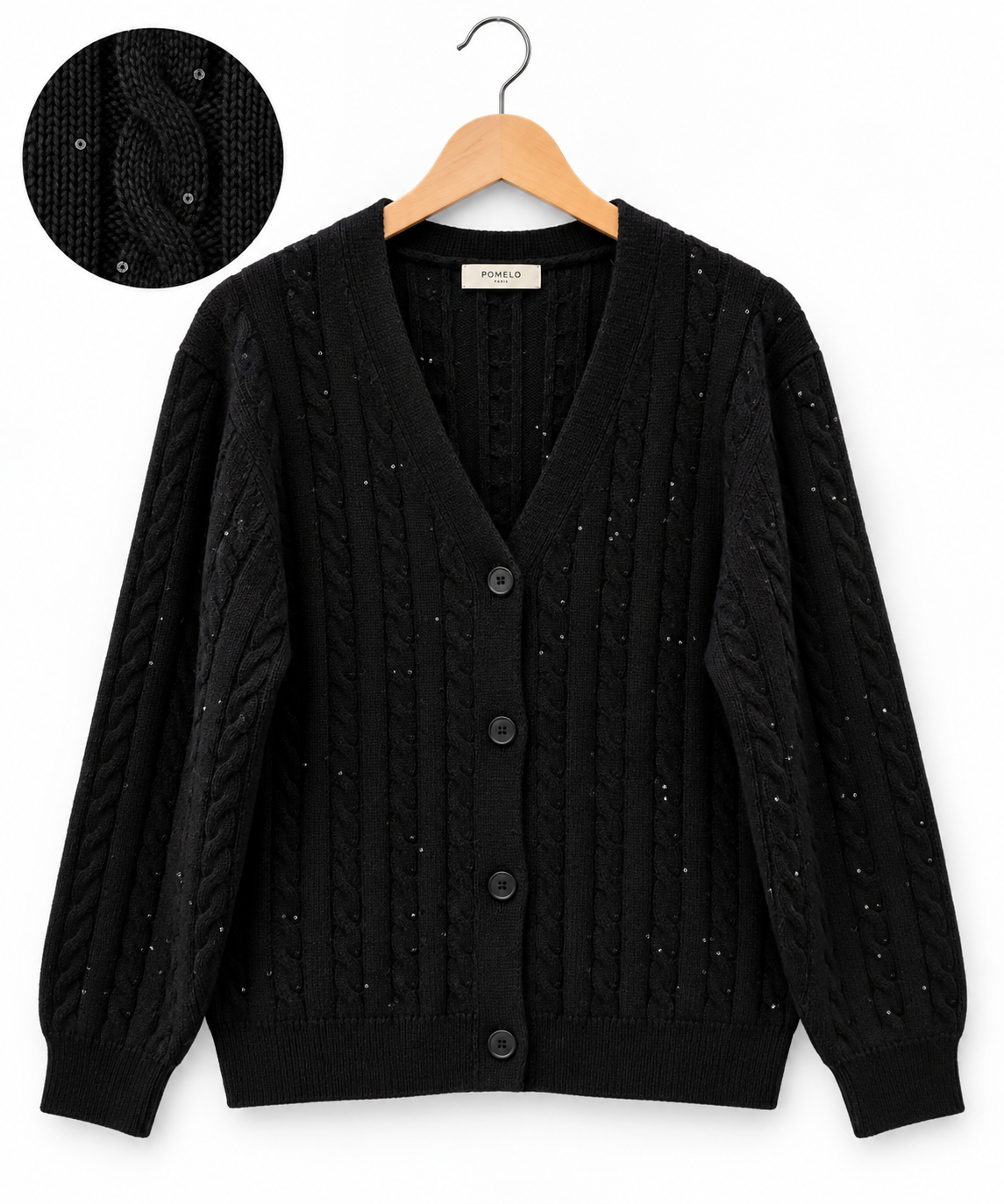 Cardigan en Maille Tressée Élégant - VB8002 — visuel 9 — Pomelo