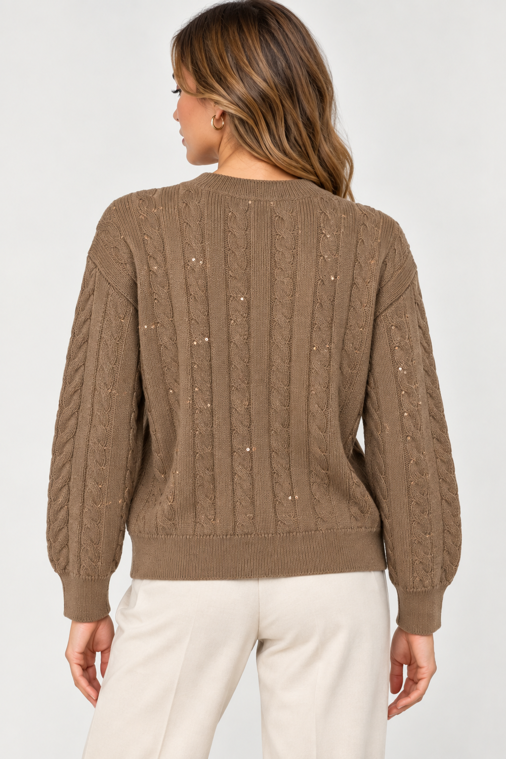 Cardigan en Maille Tressée Élégant - VB8002 — visuel 22 — Pomelo