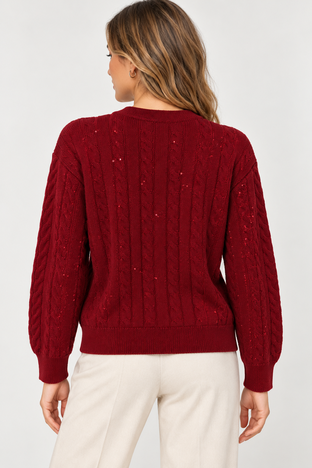Cardigan en Maille Tressée Élégant - VB8002 — visuel 11 — Pomelo
