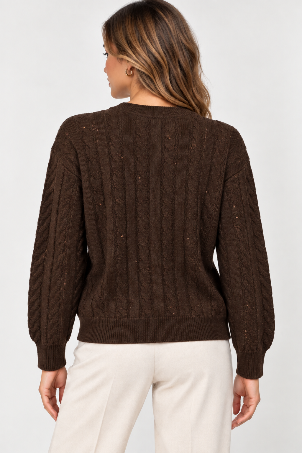 Cardigan en Maille Tressée Élégant - VB8002 — visuel 18 — Pomelo