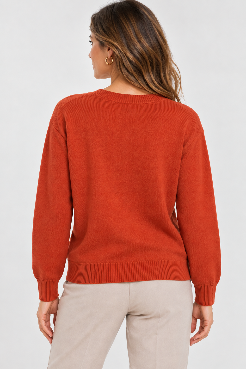 Pull col en V en maille douce - Collection Premium - VB8010