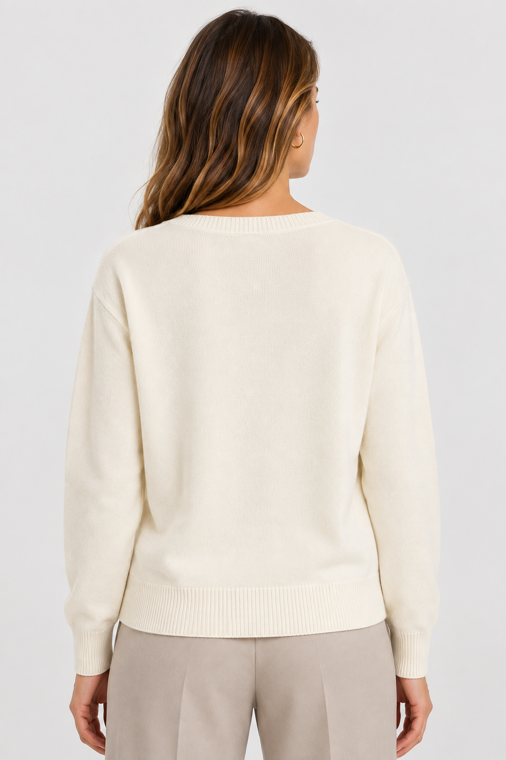 Pull col en V en maille douce - Collection Premium - VB8010 — visuel 14 — Pomelo