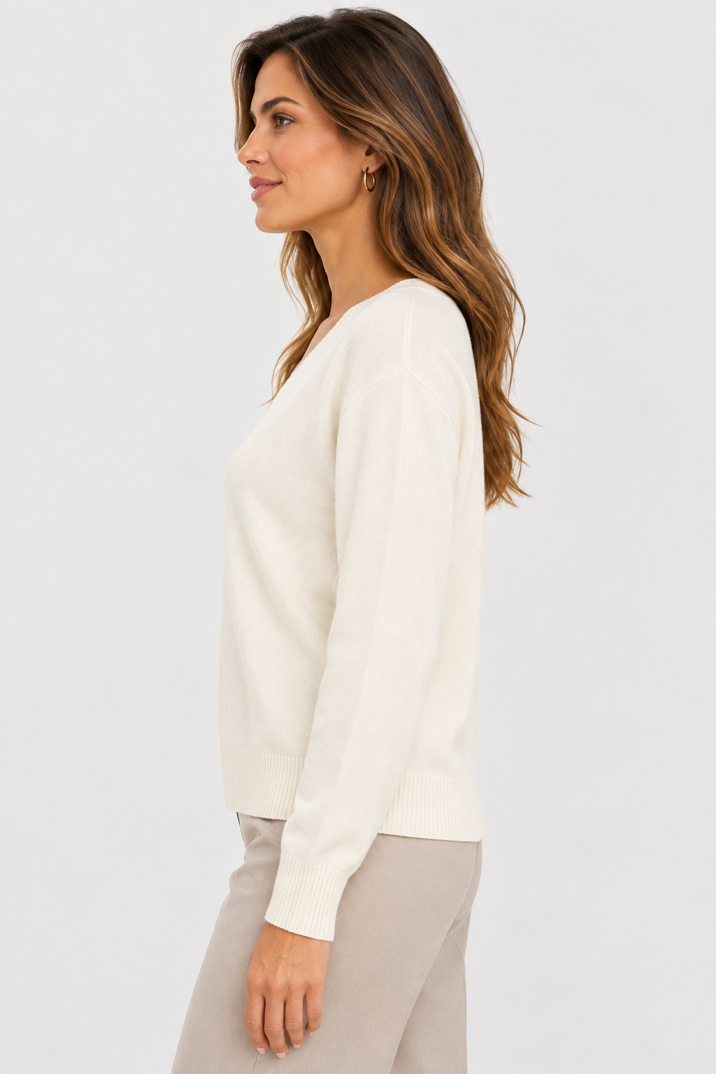 Pull col en V en maille douce - Collection Premium - VB8010