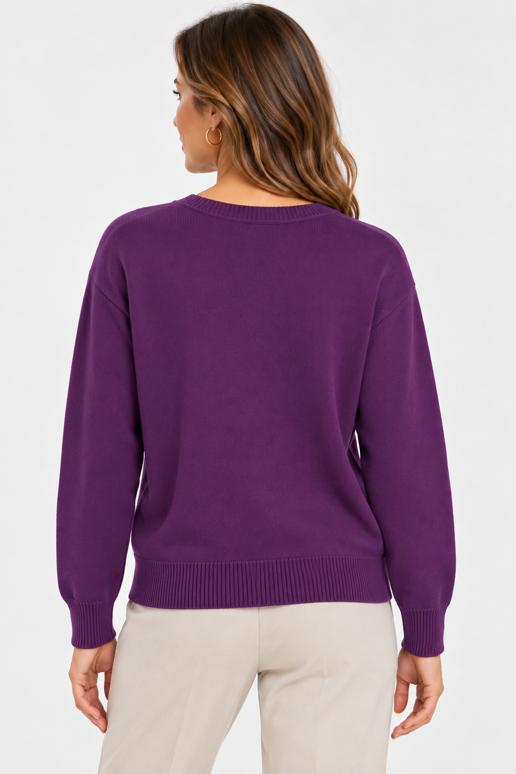 Pull col en V en maille douce - Collection Premium - VB8010 — visuel 4 — Pomelo