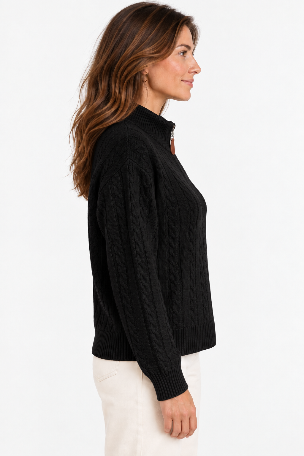 Pull Col Camionneur en Maille Torsadée Premium - GO2668812 — visuel 7 — Pomelo