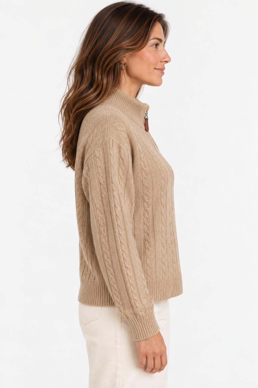 Pull Col Camionneur en Maille Torsadée Premium - GO2668812 — visuel 2 — Pomelo