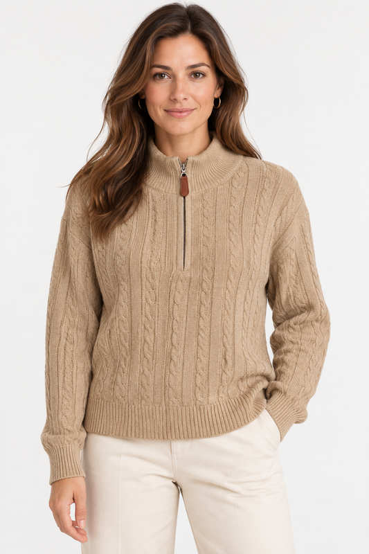 Pull Col Camionneur en Maille Torsadée Premium - GO2668812