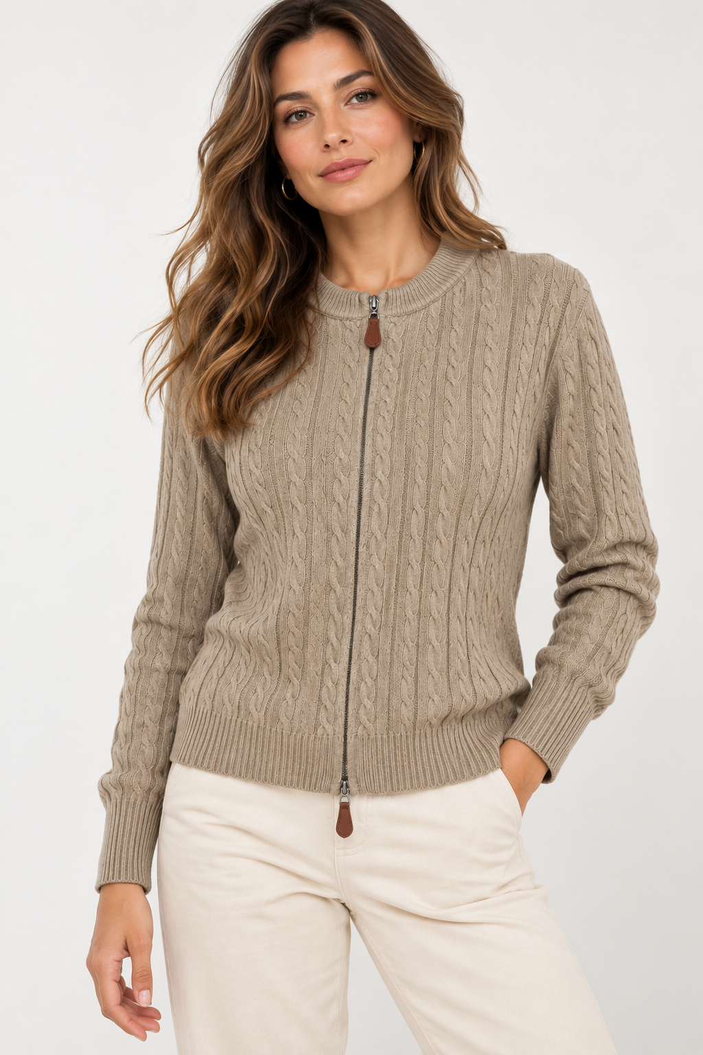 Gilet en maille torsadée zippé - GO2668813