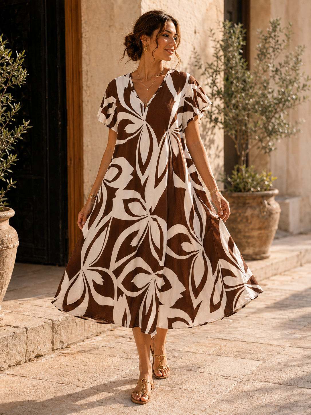 Robe Fluide Imprimée PL022 – Style Chic & Confort Absolu