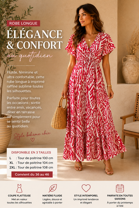 Robe Longue Bohème Chic Imprimée 2602