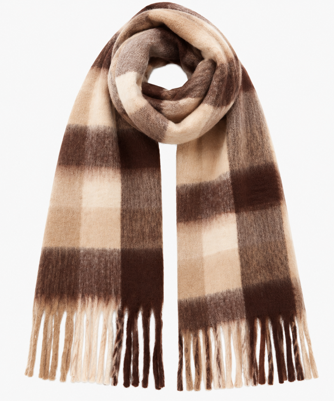 Écharpe à carreaux marron – 100 % viscose